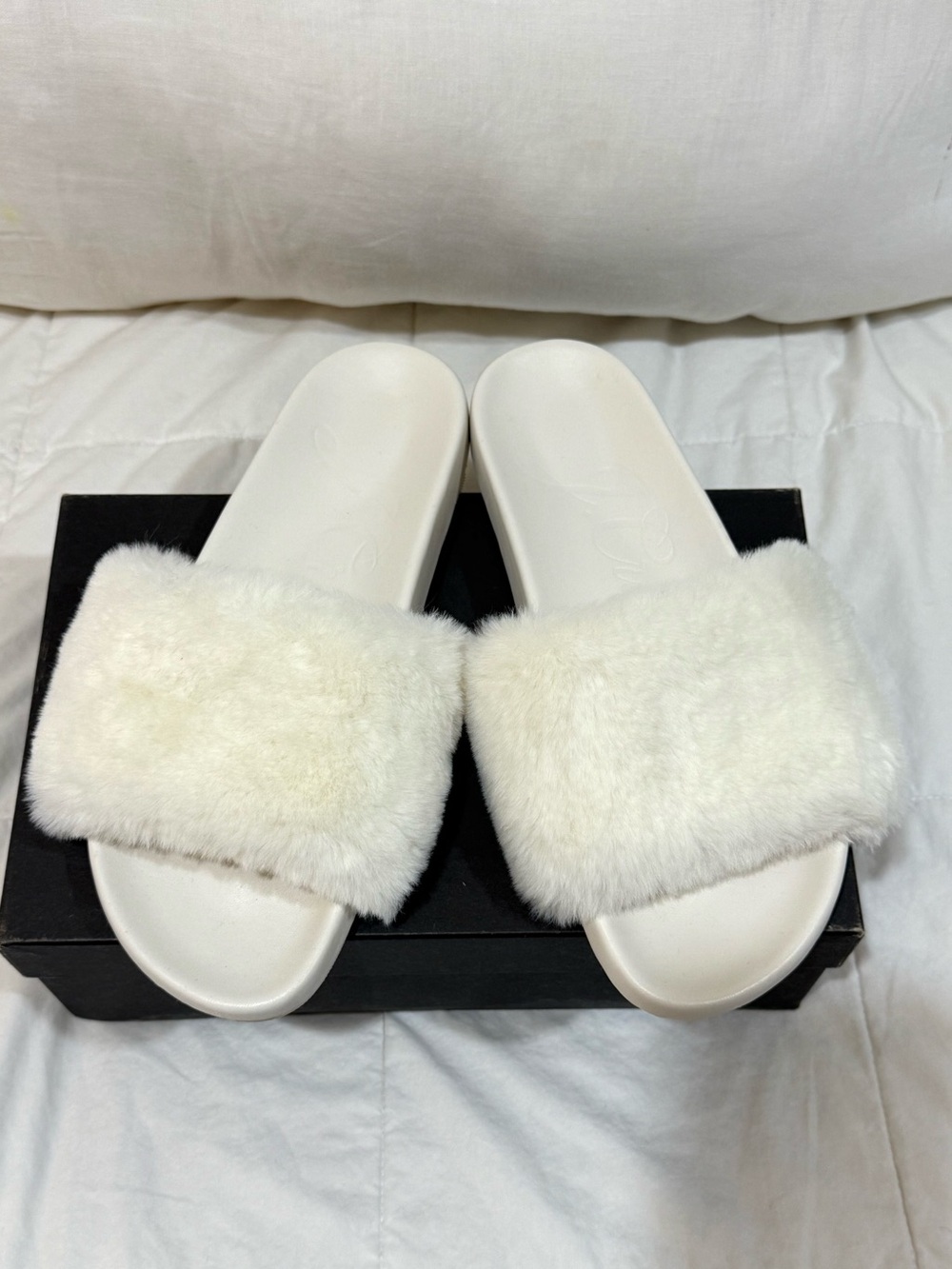 J. Crew Cream Pacific Fluffy-Strap Slide Sandals/Slippers BA189